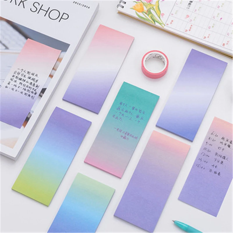 

DL Korean stationery creative color long gradient color N paste note book Tearing message facilitation Exquisite office supplies