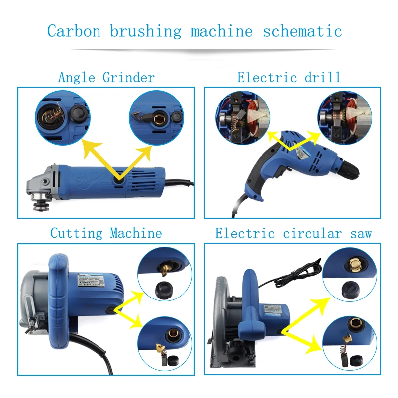 Di alta Qualità Spazzola di Carbone Angle Grinder Marmo Elettrico Martello Elettrico Pick Taglio Elettromeccanico Trapano Spazzola di Carbone