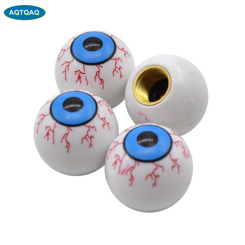 4Pcs/Set Eye Ball Wheel Valve Stem Caps Road Bicycle Valve Cap Motor Bike Car Valve Mouth Cover Tyre Air Valve Dust Cap