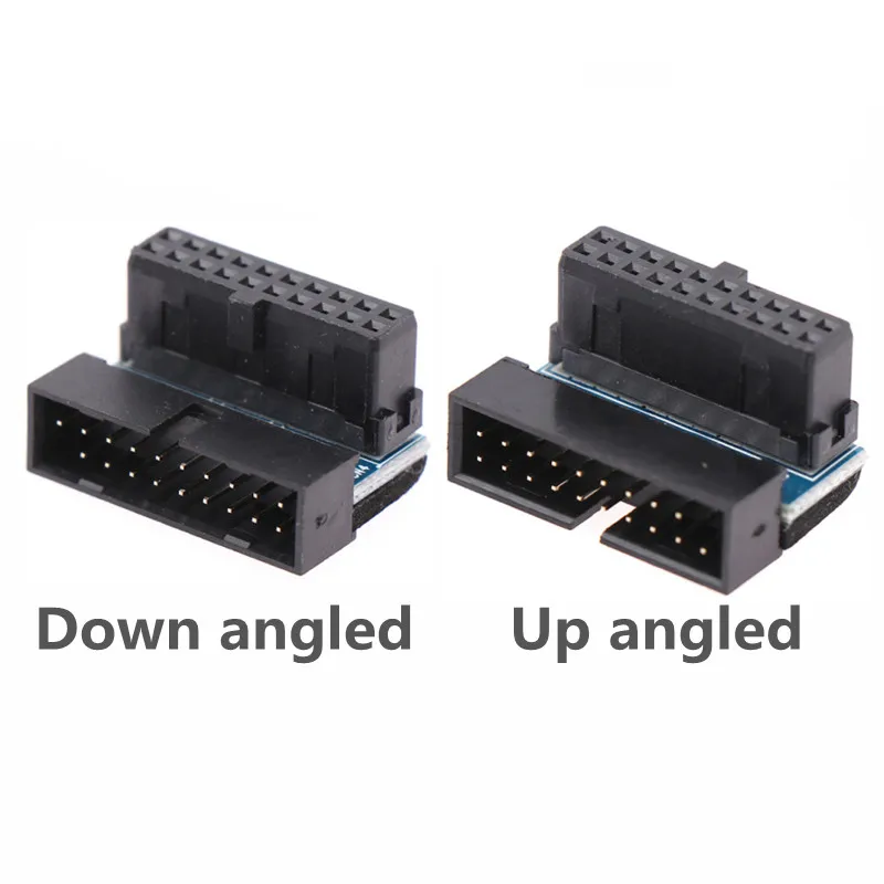 Adaptateur d'extension USB 3.0 20 broches mâle à femelle à angle de 90 degrés vers le haut et vers le bas pour carte mère