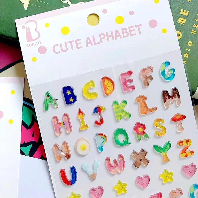 Korean Clear 3D Number Alphabet Stickers Cute Letter Sticker For Phone Diary Decoration DIY Scrapbooking Material Craft Supplies