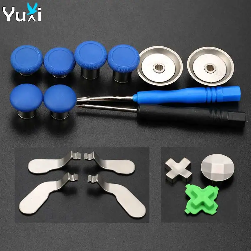 

YuXi Analog Thumb Sticks Grips for Xbox One X S Elite Controller Swap Sticks Caps with Metal Dpads Buttons Mod Kit