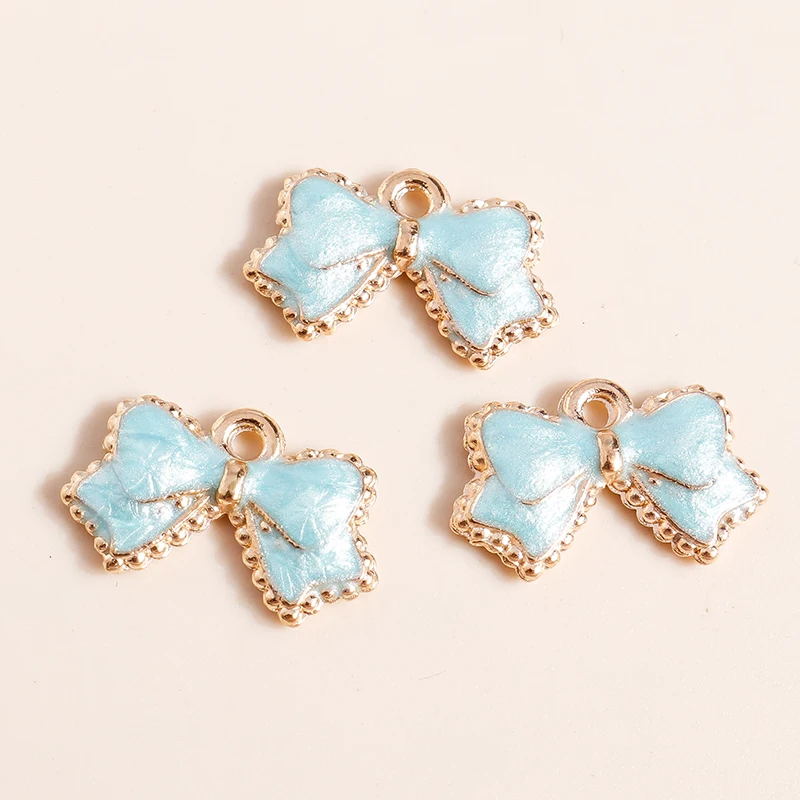 10 stücke 10*16mm Nette Emaille Bowknot Charms für Schmuck Machen Kawaii Bowtie Charms Ohrring Halskette Anhänger Diy machen Zubehör – Detail 6