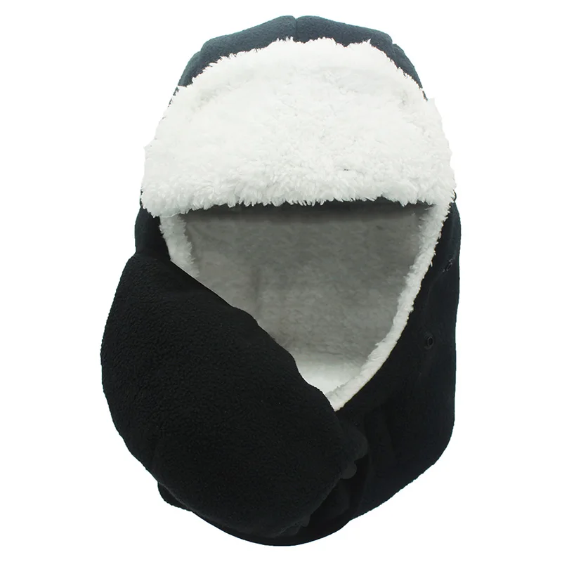 Outfly Winter Thermische Kids Bomber Hoeden Ademend Afneembare Masker Hoeden Faux Lam Haar Gevoerd Kinderen Warm Hoofddeksels Ski Caps