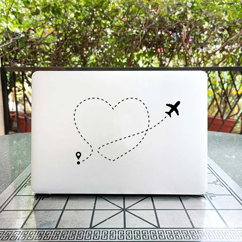 Heart Airplane Route Line Creative Laptop Skin for Macbook Pro 14 16 Air Retina 11 13 15 Inch Vinyl Mac Decal Notebook Sticker