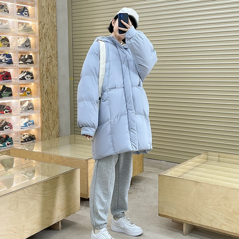 Women\'s Down Feather Jackets Coat Winter Baggy Thickening Warm Bubble Long Oversized Female Puffer Cotton Padded Jacket Outwear