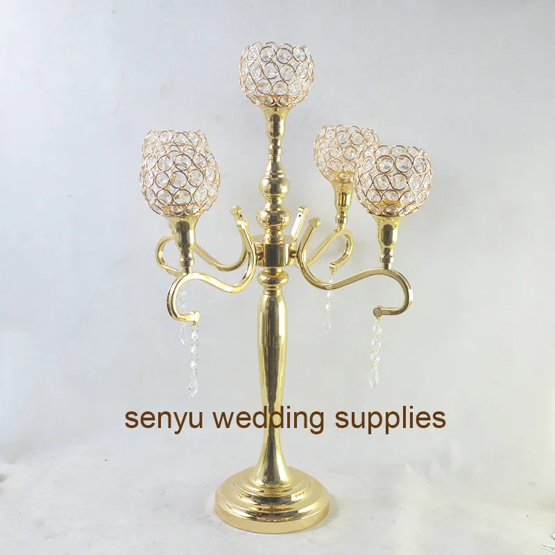 5 head metal candlestick wedding props, 5 arms wedding candelabra, crystal candlestick creative articles candlestick  enyu0668