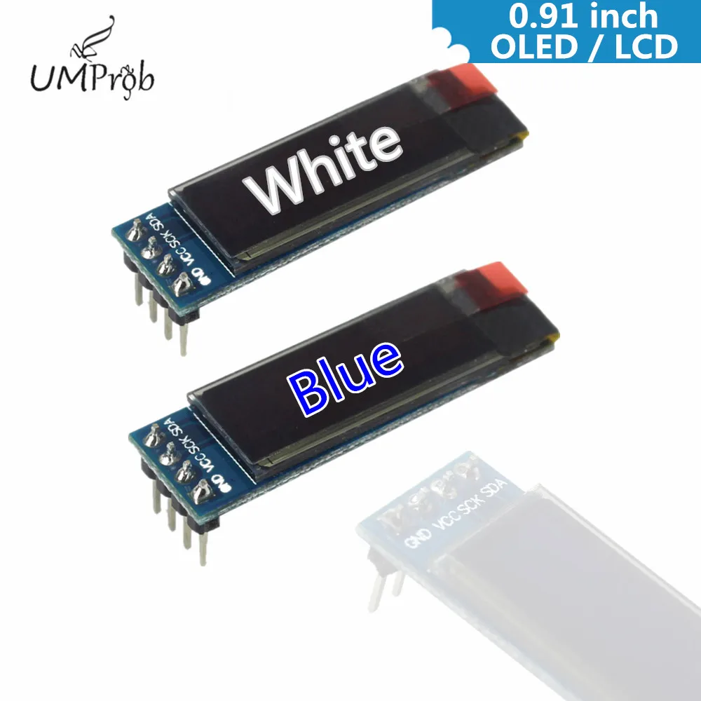 Módulo de exibição LCD OLED branco e azul para Arduino, DIY Driver IC, 0,91 polegadas, 128x32, IIC, I2C, SSD1306, 3.3V, 5V