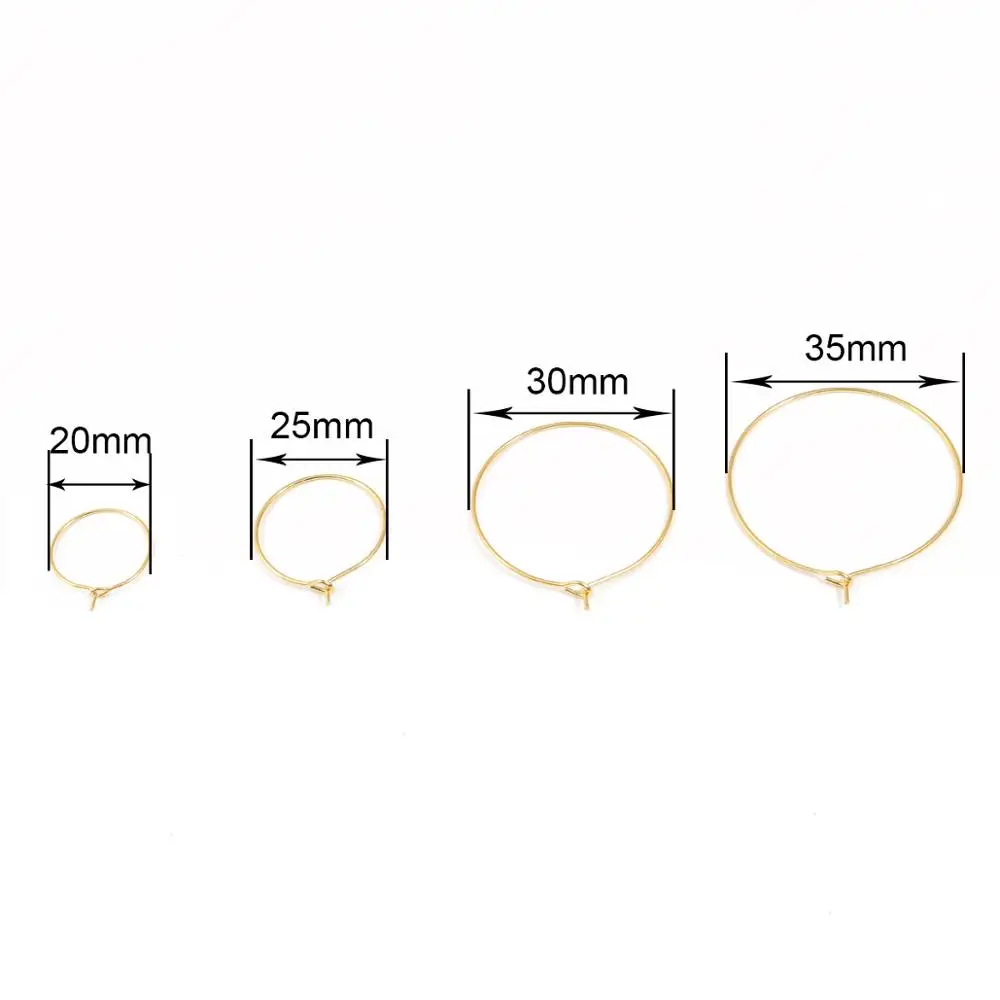 

50Pcs Metal Wire Circle Earrings Beading Hoops Gold Silver Plated Wine Glass Charm Rings For DIY Earring Jewelry Making Findings