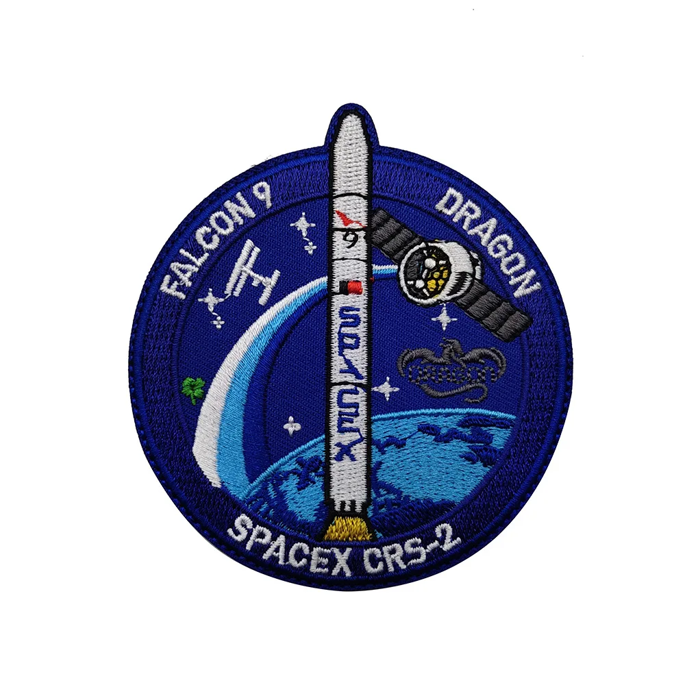 Haftowana stacja kosmiczna Spacex astronauta łatka emblemat misja wojskowa Falcon Dragon akcesoria zrób to sam na ubrania kurtki