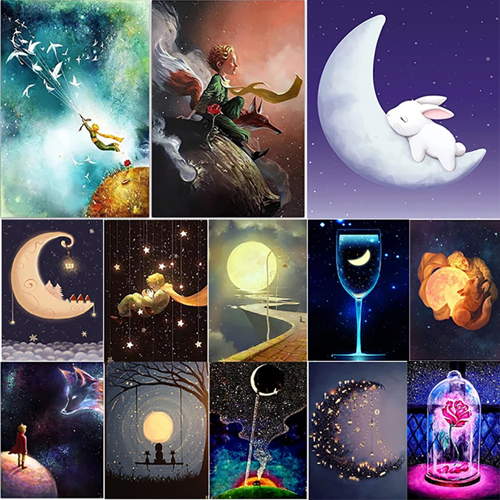 

5D DIY Cross Stitch Diamond Painting Moon, Rabbit, Flower Art Landscape Decoration Painting New High-quality Handmade Gifts