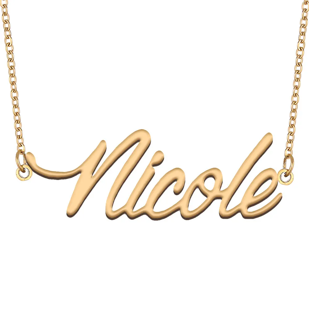 Nicole Name Necklace for Women Stainless Steel Jewelry Gold Plated Nameplate Pendant Femme Mother Girlfriend Gift