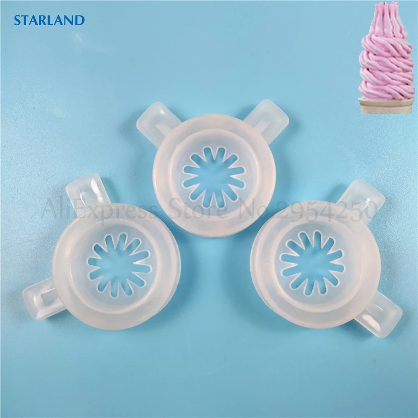 3 In 1 Set Snow-Shaped Ice Cream Modeling Lids For Soft Serve Maker Accessory Nozzle 37mm Inner Diameter