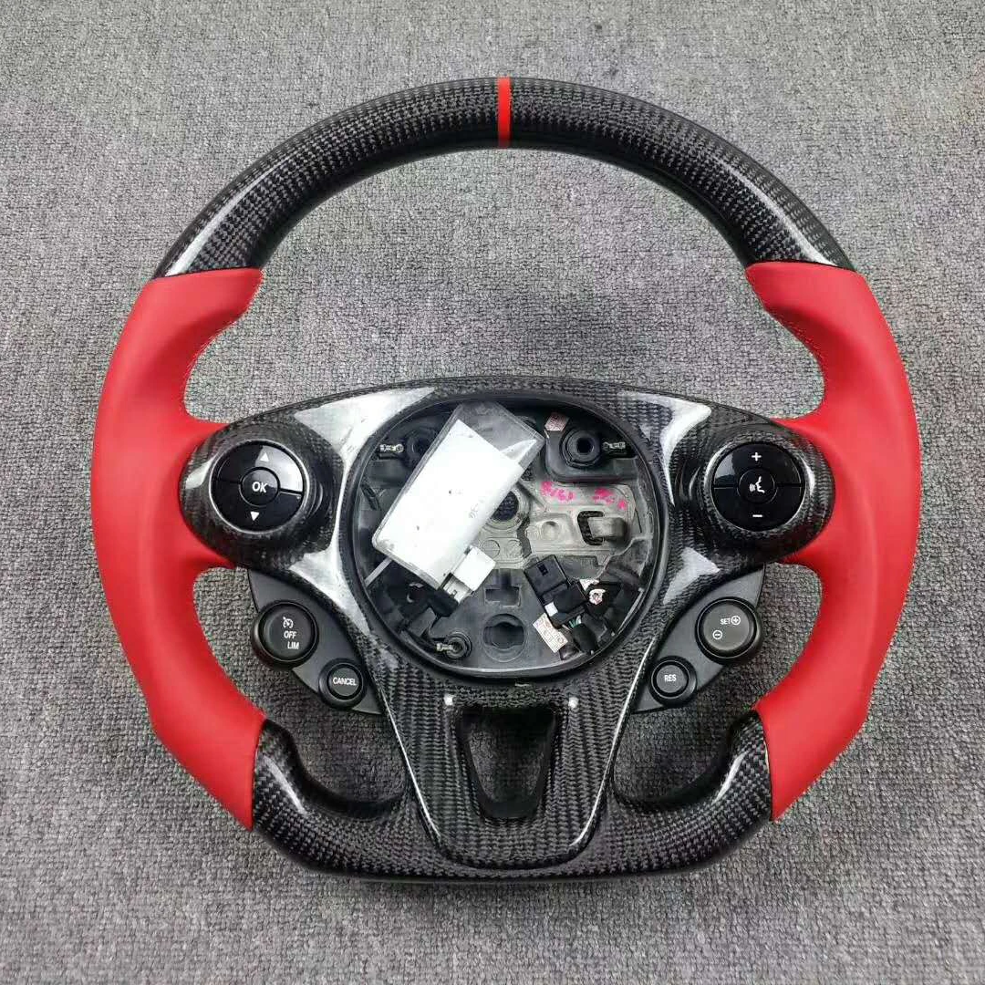 

For Mercedes-Benz Smart Fortwo Forfour 2016-2020 Cuatomized Real Carbon Fiber Sports Steering Wheel Alcantara Leather Compatible