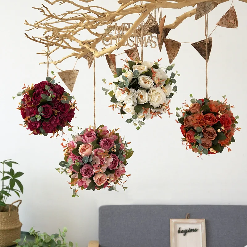 

Artificial Embroidery Flower Ball Peony Simulation Flower Ball Wedding Party Arch Hanging Decoration Home Garden Decoration