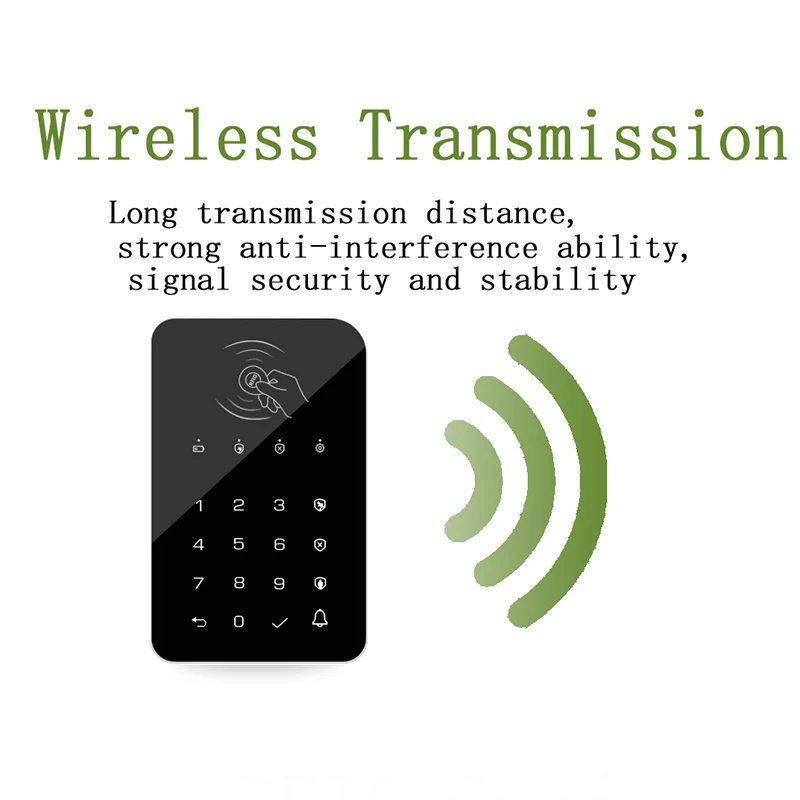 433Mhz Frequentie Ev1527 Encoding Wireless Touch Keyboard Lock Voor Armen Disarms Beveiligingssysteem Toegangscode Rfid Aangesloten Alarm Hub