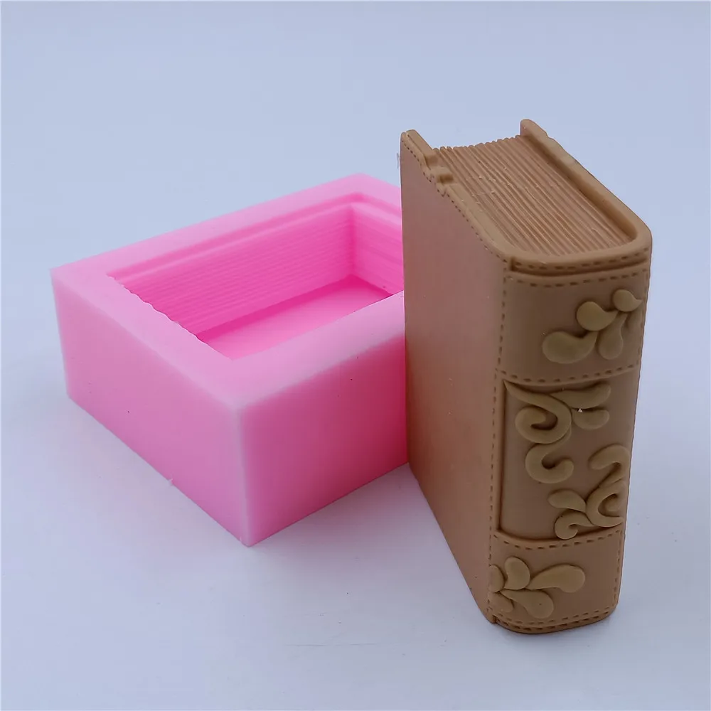 Molde de silicona para jabón con diseño de libro, moldes de gelatina para pastel de jabón, moldes de cera para velas, molde artesanal de resina