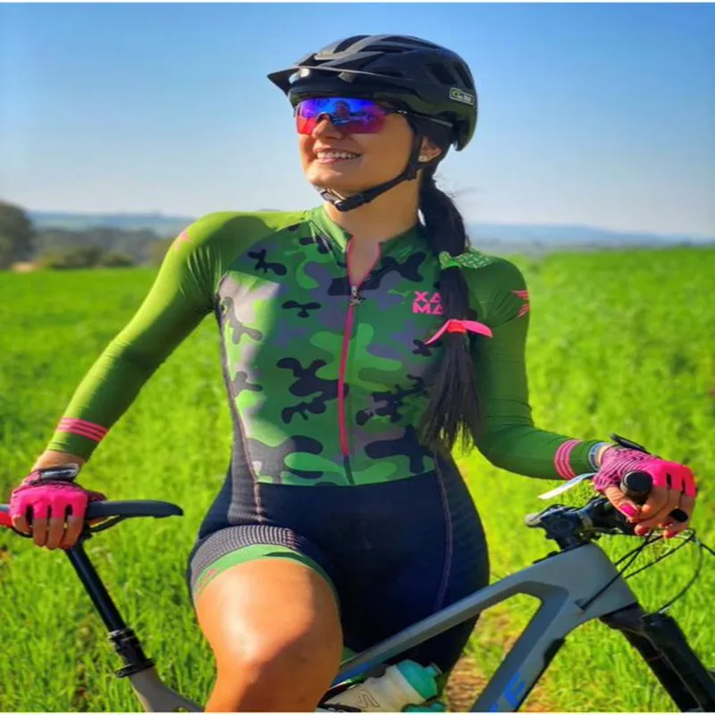 XAMA Cycle-Woman Riding a Bike-Tight One Piece-Spring Summer-Long Sleeve-Suit-Little Monkey-Sports-Running