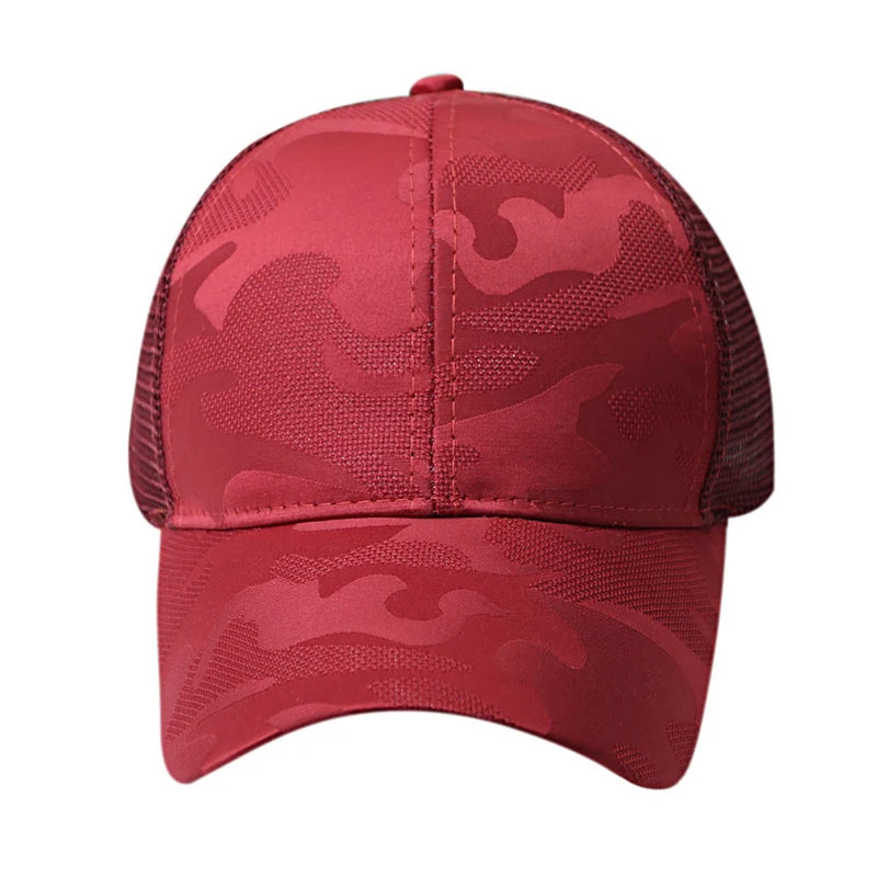 2021 Women Hollow Out Ponytail Baseball Cap Cotton Pattern Camouflage Patchwork Mesh Baseball Hat Outdoor Sports Snapback Sunhat