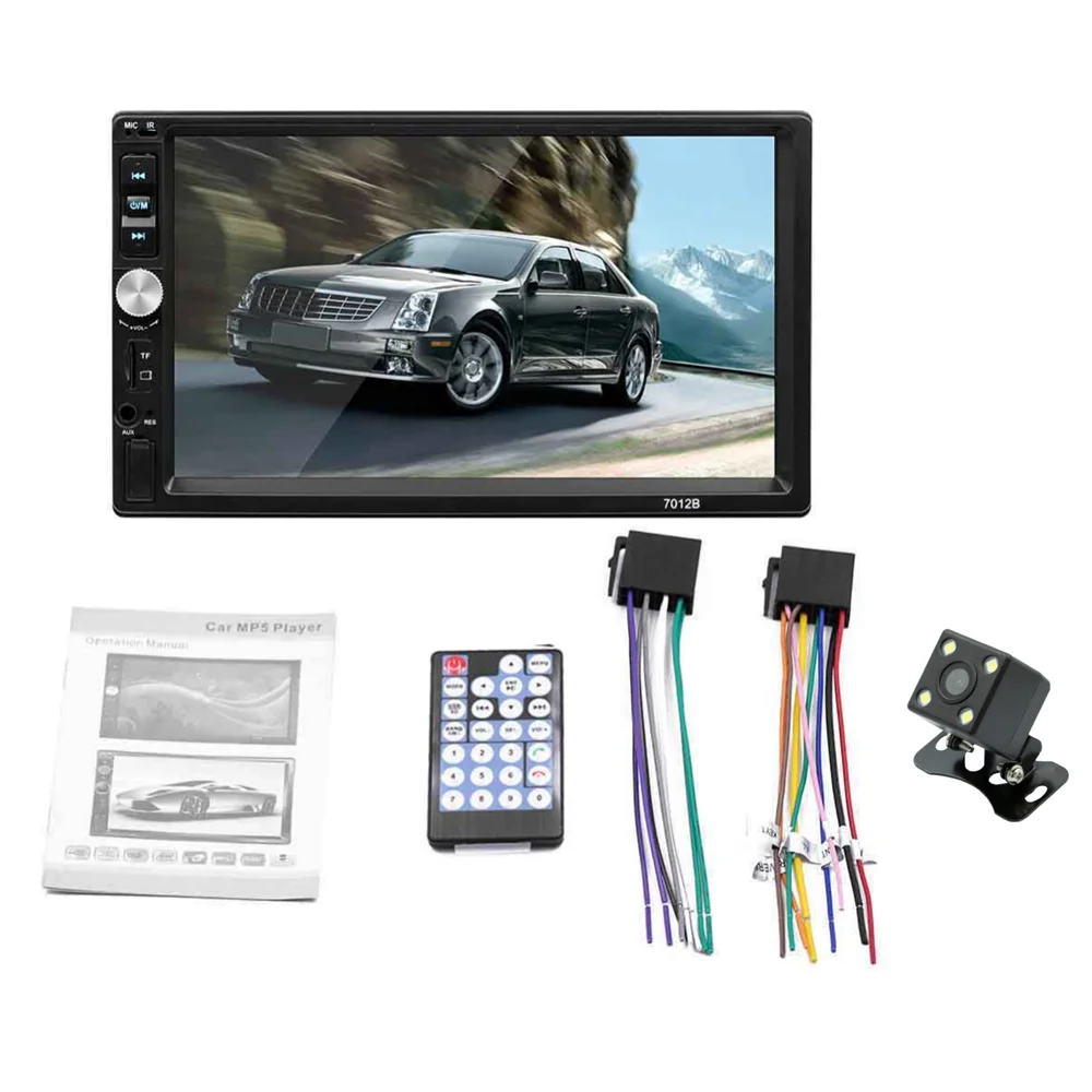 

Car MP5 Player 7" Double 2DIN Bluetooth-compatible Touch Screen Stereo Radio USB AUX Camera