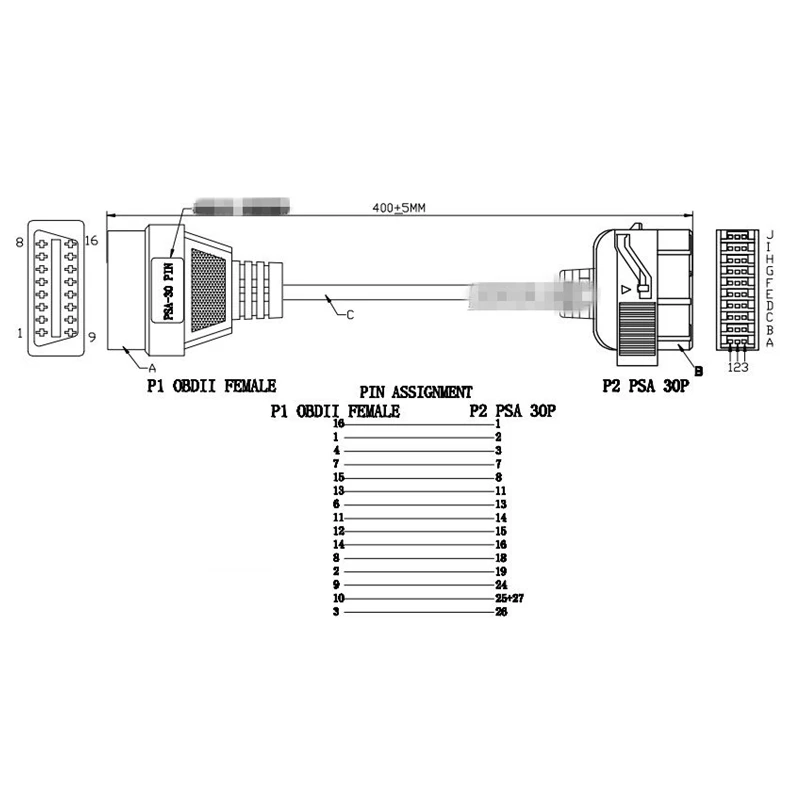 OBD2 interface PSA 30 Pin For Lexia3 for Citroen for Peugeot Adapter Connector PSA 30PIN Cable to 16PIN