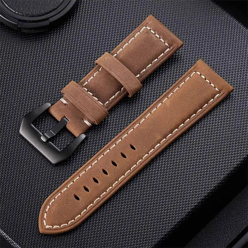 20mm 22mm 24mm 26mm Genuine Leather Watch Band for Panerai Luminor Radiomir Stainless Steel Buckle Watchband Wrist Strap(no logo