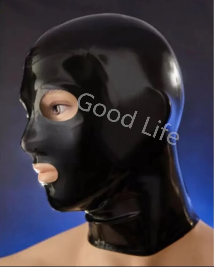 

Sexy Black Latex Hood Mask Fetish Open Eyes Mouth Back zipper