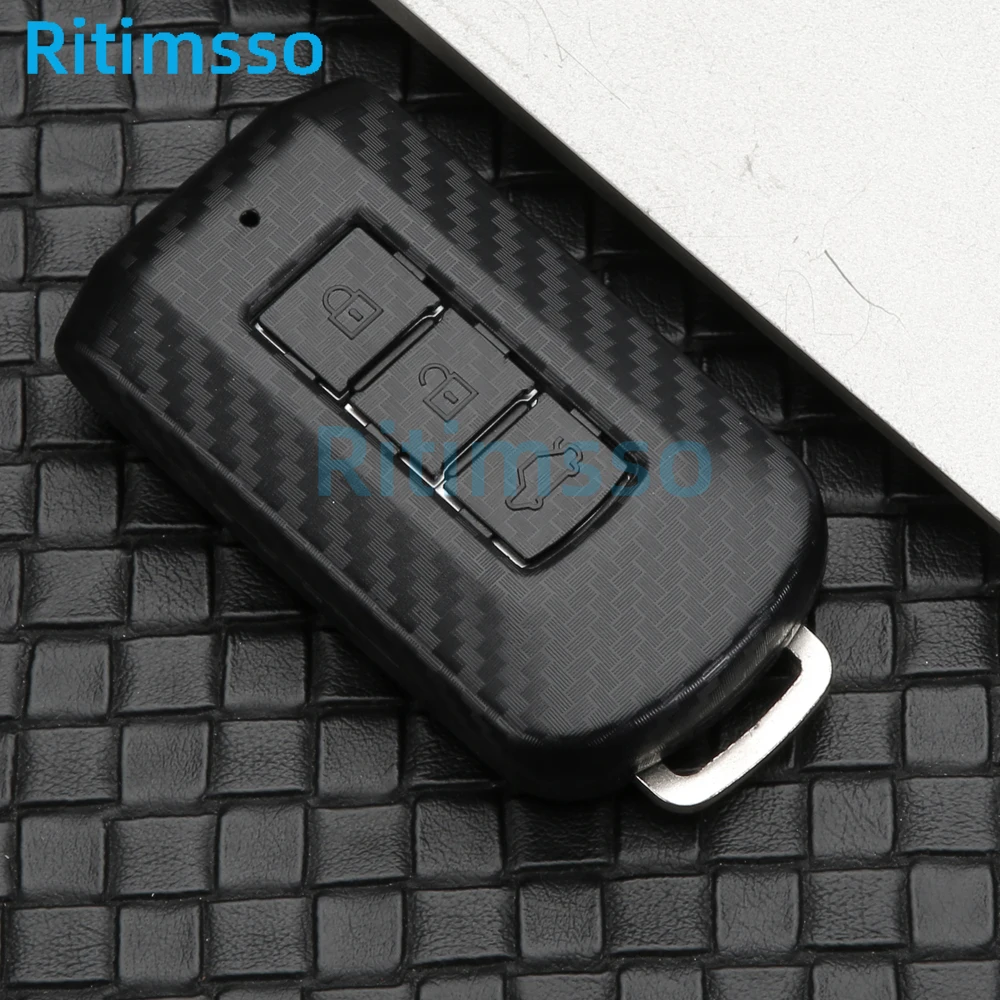 ABS Carbon Fiber Car Remote Key Full Cover Case For Mitsubishi Outlander Lancer Eclipse EX ASX Cross Colt Grandis Pajero Holder