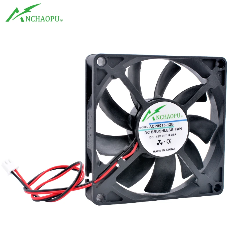 Ventilador de refrigeración ACP8015, 8cm, 80mm, 80x80x15mm, DC5V, 12V, 24V, 2 pines, para enrutador, chasis, fuente de alimentación, cargador,