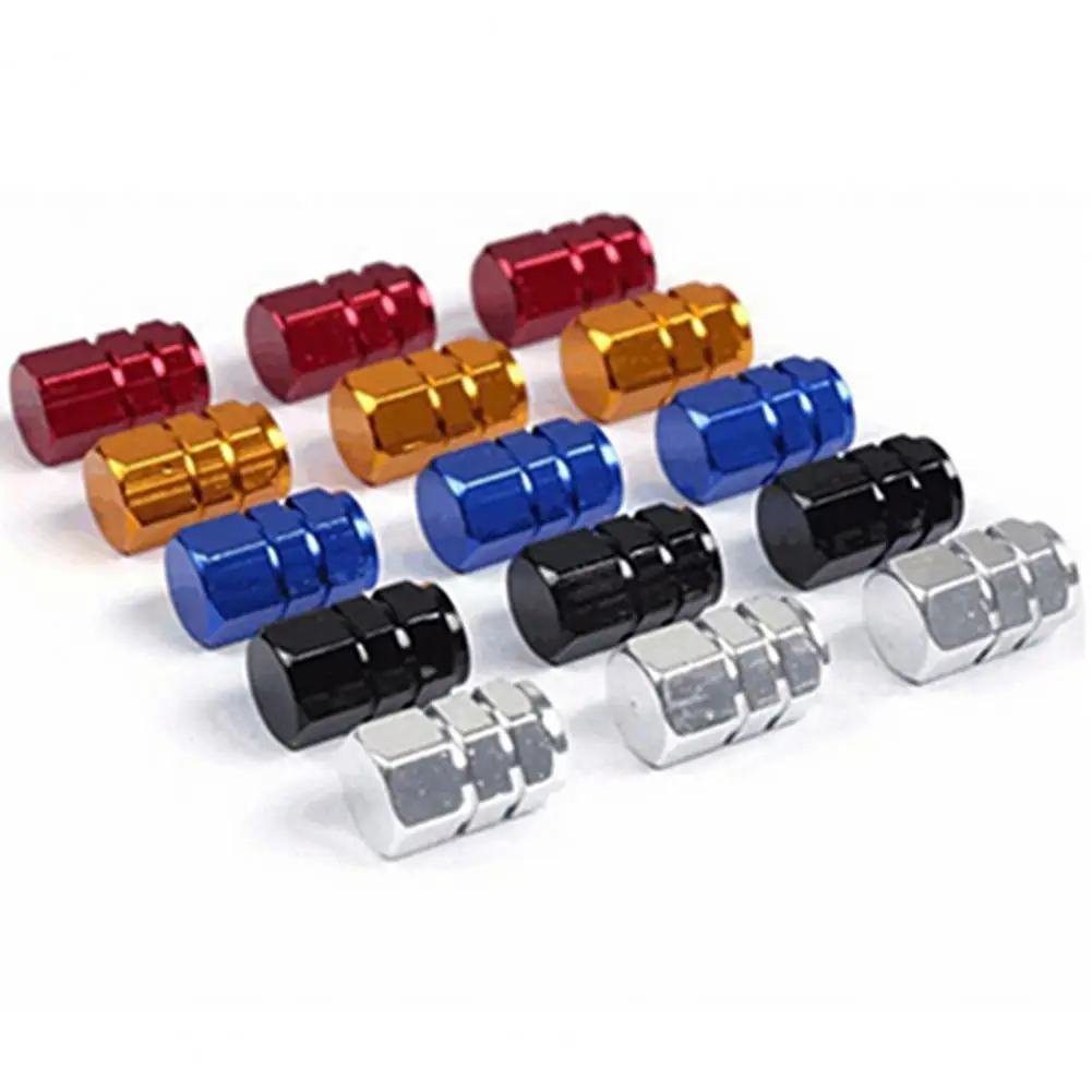 4 Pcs Tire Caps Dustproof Anti-corrosion Anti-rust Aluminum Hexagonal Valve Caps for Motorcycle Trucks Bikes Car Accessories