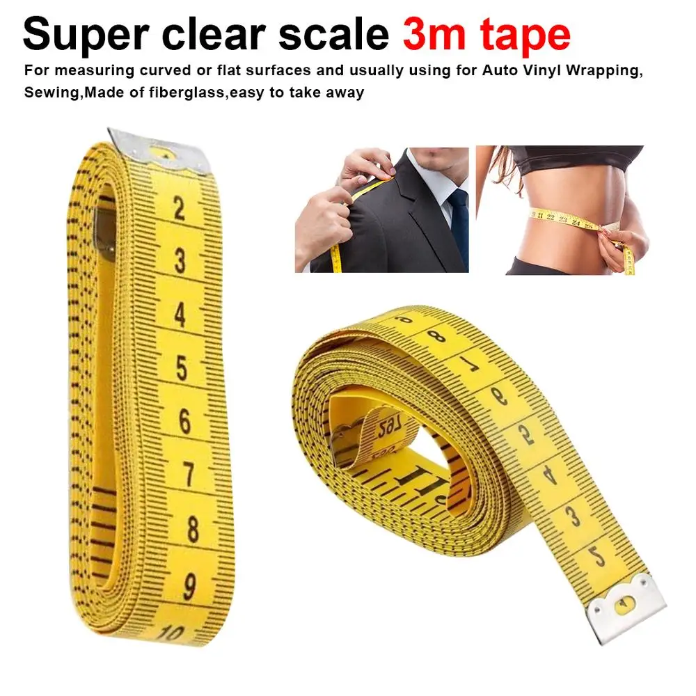 Top Quality Durable Soft 3 Meter 300 CM Sewing Tailor Tape Body Measure Ruler Dressmaking