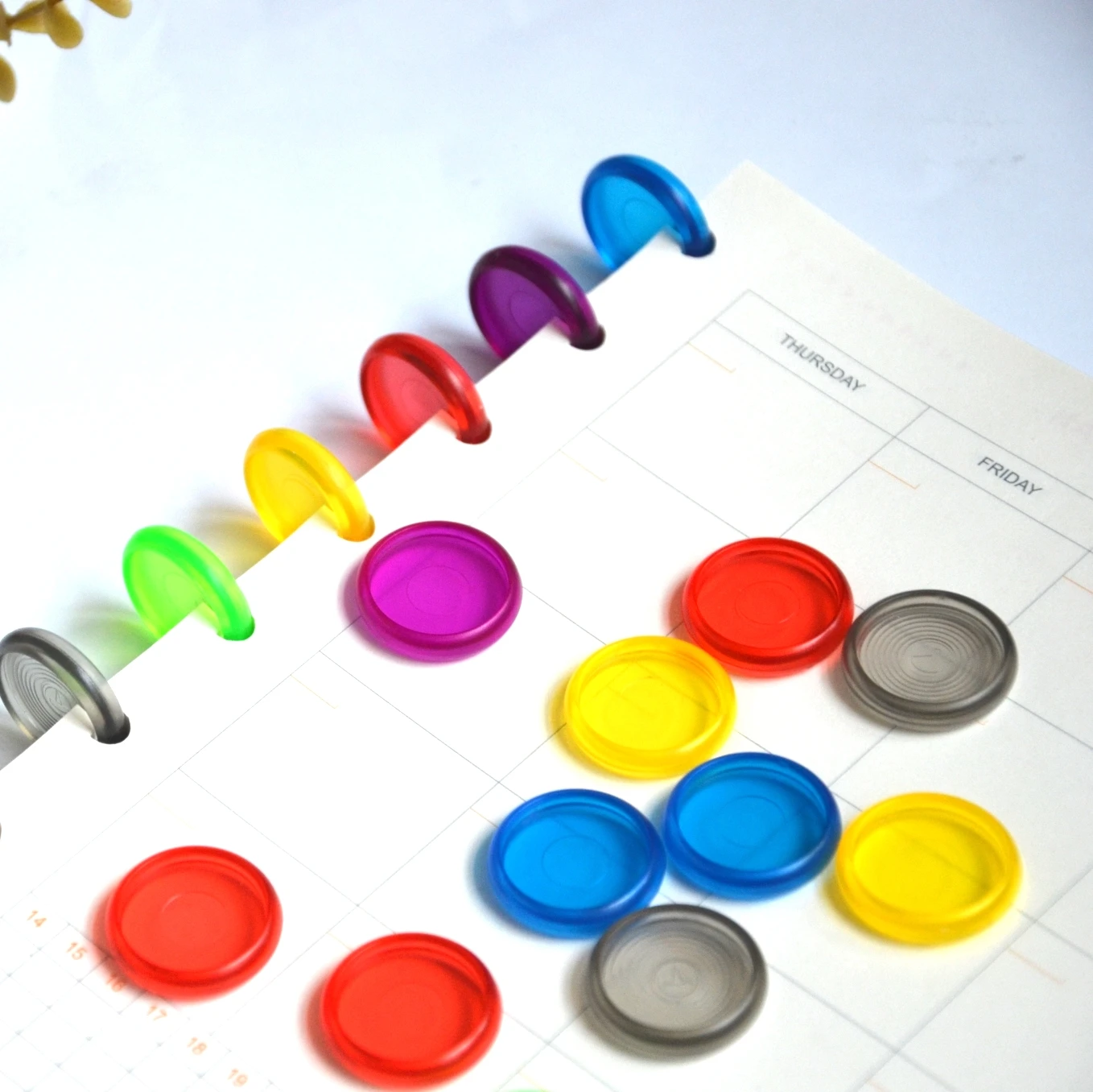 12pcs 24mm binding Disc Plastic Round Binding Ring Buckle Color Binder Accessories Mushroom Hole Books Discs Binding