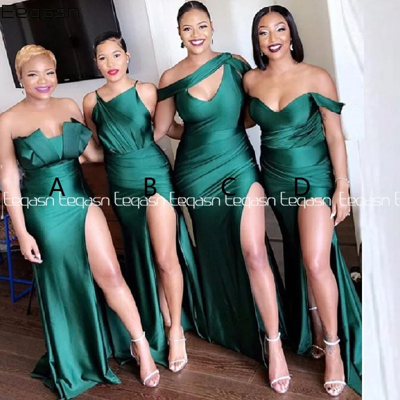 African Emerald Green Bridesmaid Dresses Long Mermaid Style Wedding Party Dress Formal Dress For Women Plus Size Customized