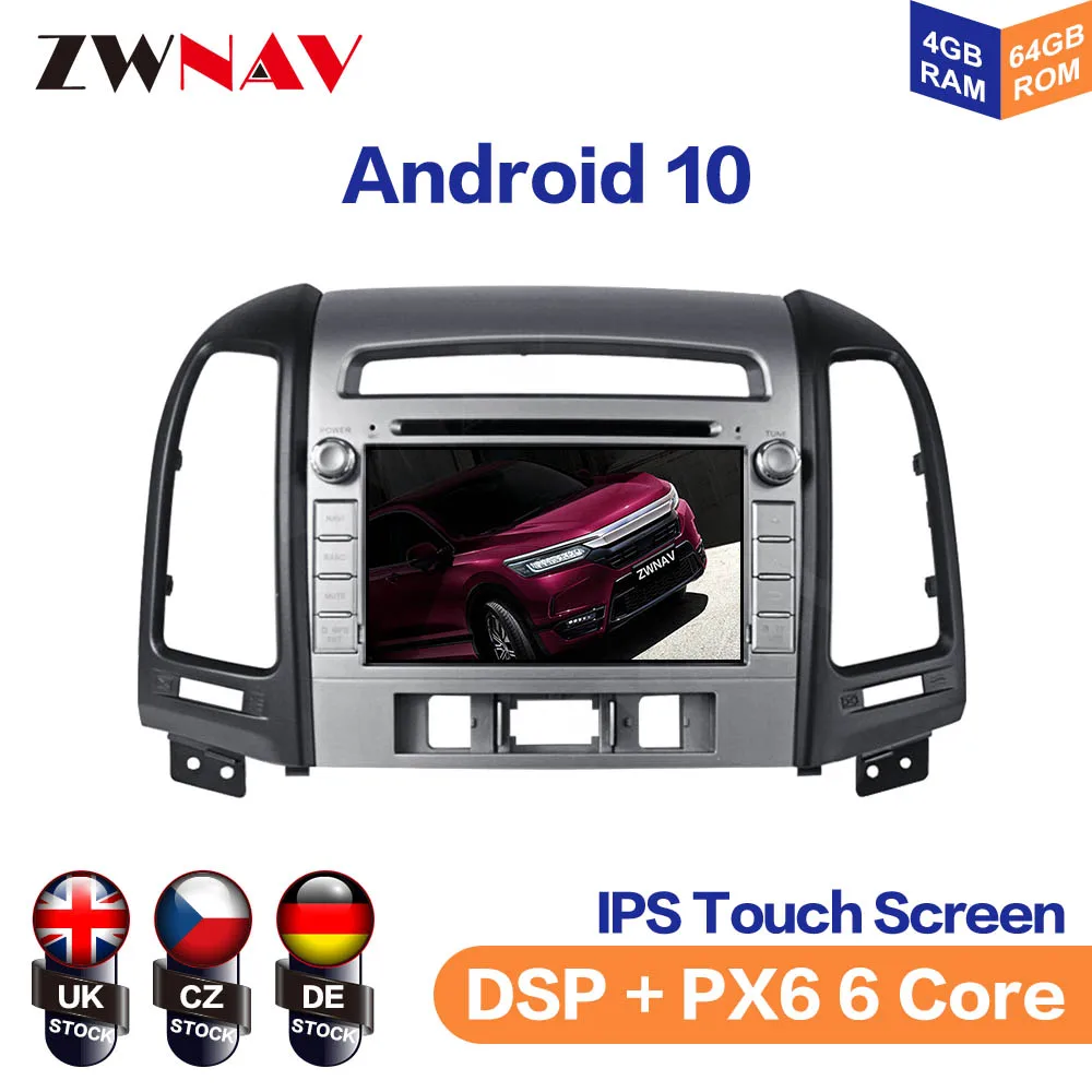 Car DVD  DSP Android 10  PX5/PX6 GPS Navigation For Hyundai Santa Fe 2012-2015 Auto Radio Stereo Head Unit Multimedia Player