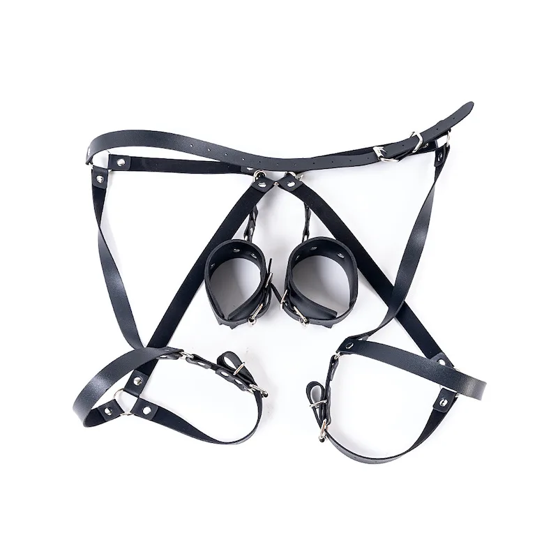 Bdsm Bondage Harness Set with Handcuffs on Women Thigh Harness Erotic Adult Games Apparel for Couples Flirting Sex Accessories