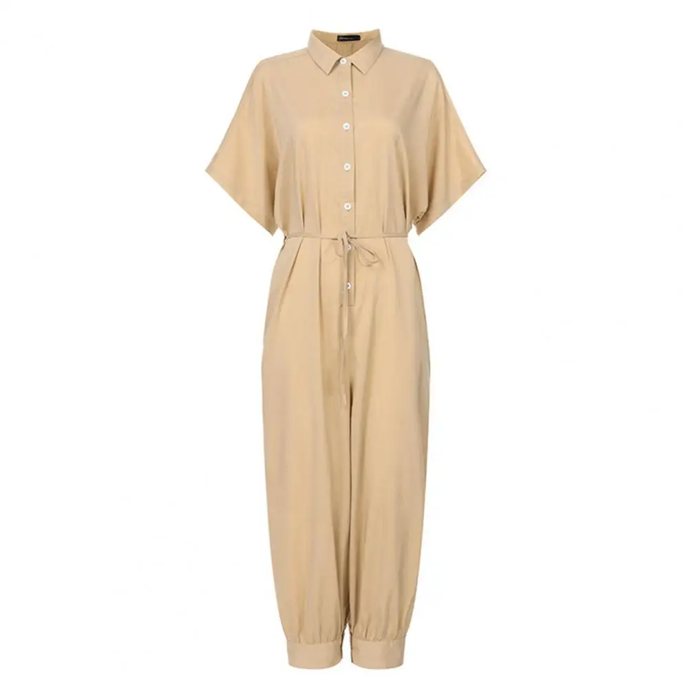 Zomer Vrouwen Jumpsuit Effen Kleur Revers Romper Leisure Hoge Taille Elegante Jumpuits Mode Toevallige Jumpsuit Dagelijkse Slijtage