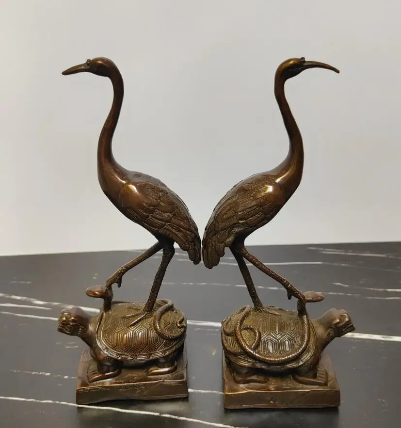 

Archaize brass turtlet crane crafts statue A pair