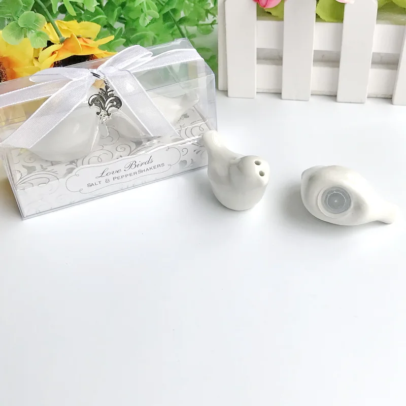 1 SET X White Ceramic Birds Salt&Pepper Shakers in Elegant Gift Box with Charm Wedding Gift Bridal Shower Favors