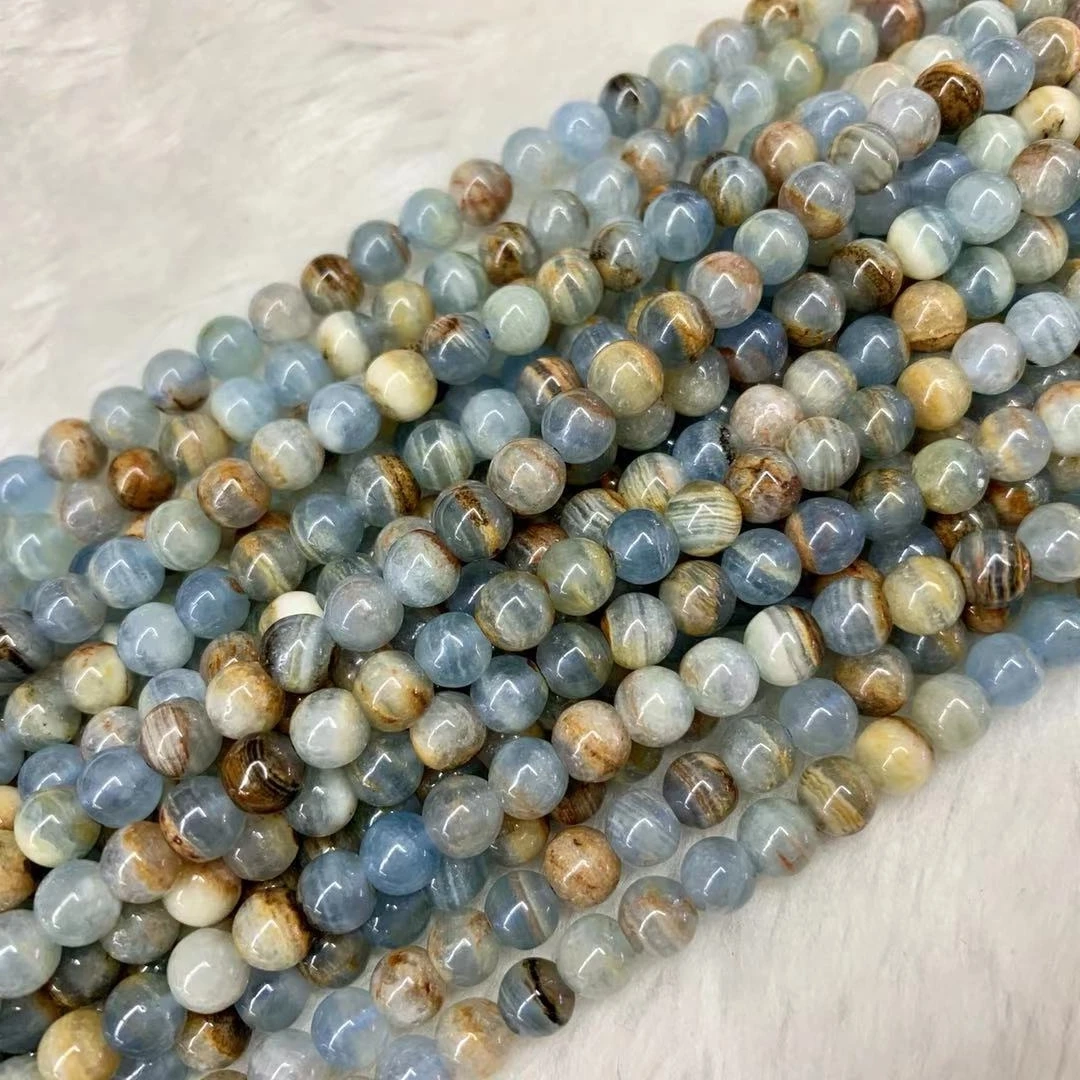 Blue Argentina Calcite Stone Natural Gemstone DIY Loose Beads For Jewelry Making Strand 15 \