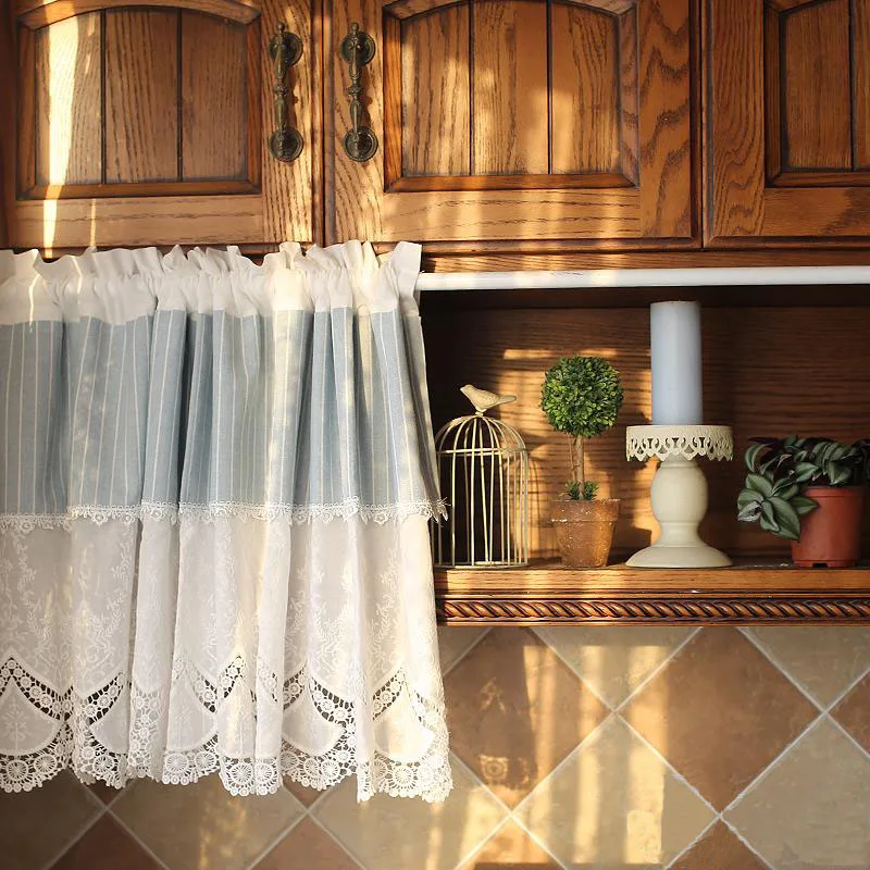 

Rustic style Half Curtain For Kitchen Beige Cotton Linen Cabinet Door Tulle Short Curtain Home Bar Coffee Shop Decor Custom Made