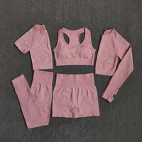 2/3/5PCS Seamless Women Yoga Set Workout Sportswear Gym Clothing Fitness Long Sleeve Crop Top High Waist Leggings Sports Suits - Image 4