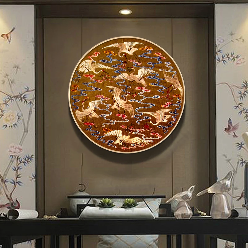 

EECAMAIL DIY Crane Auspicious Clouds Full Diamond Painting No Frame Cross Stitch Chinese Style Classical Pattern Round Diamond