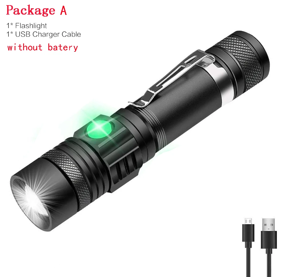 Pocketman LED-zaklampen USB oplaadbare zaklamp Fietszaklamp Outdoor waterdichte zaklamp Zoomzaklamp