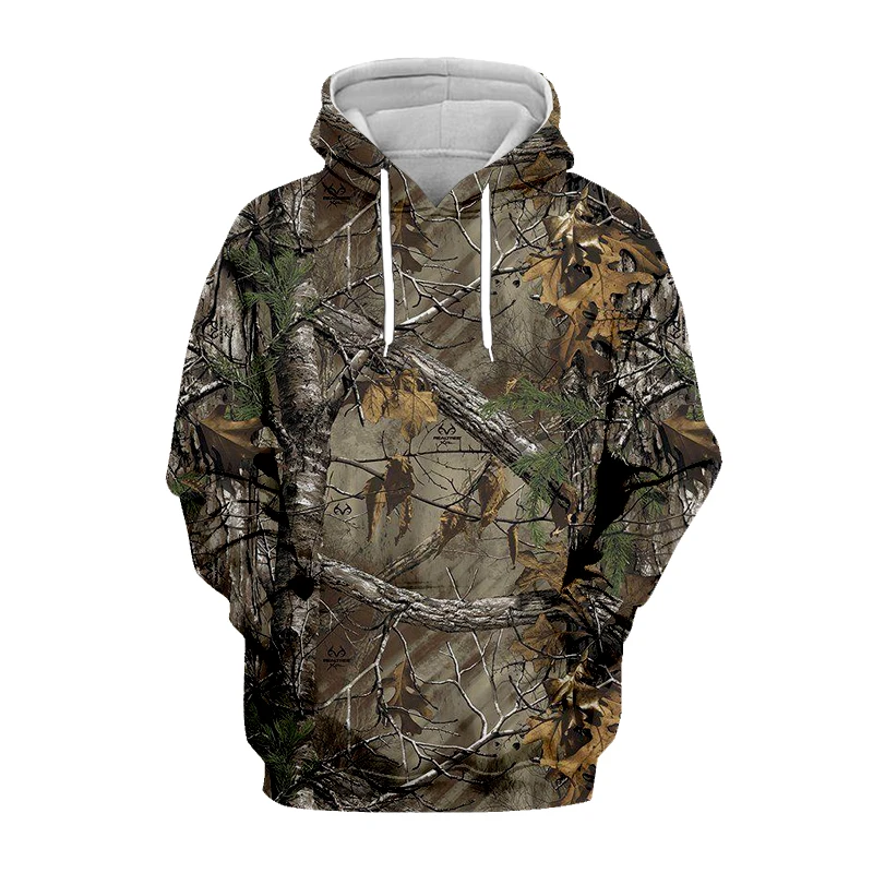 Sudadera con capucha de camuflaje 3D para hombre y mujer, abrigo Unisex con estampado de hojas de arce para exteriores, pesca, Camping, caza,