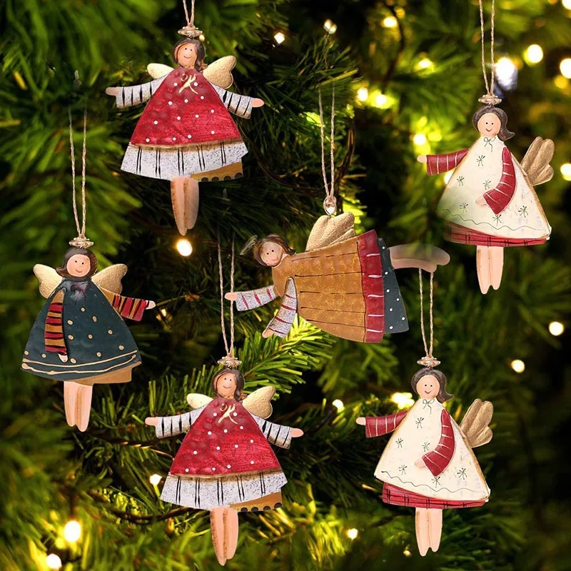 Christmas Pendant Xmas Tree Decorations Hanging Metal Ornaments DIY Santa Claus Snowman Party Kids Toys Gift Xmas New Year 2022