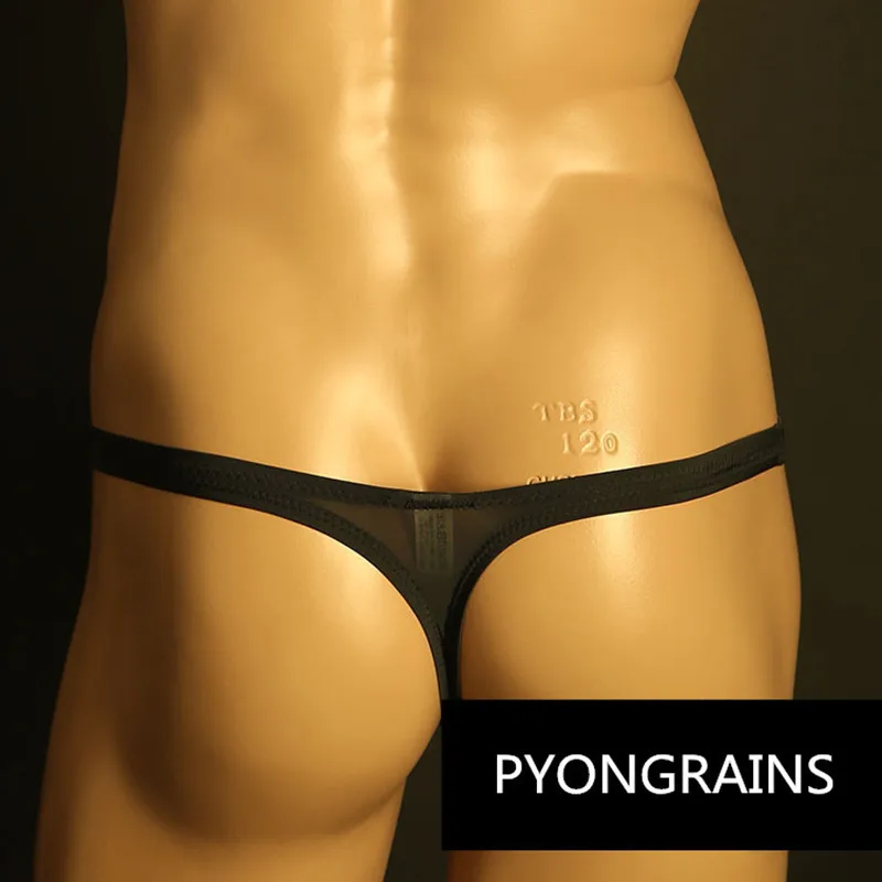 Men\'s Gay Underwear Thong Mens Bikini Super Soft Ice Silk Penis Pouch G-Strings Mens Sexy Underwear Jockstrap Panties Big Bag