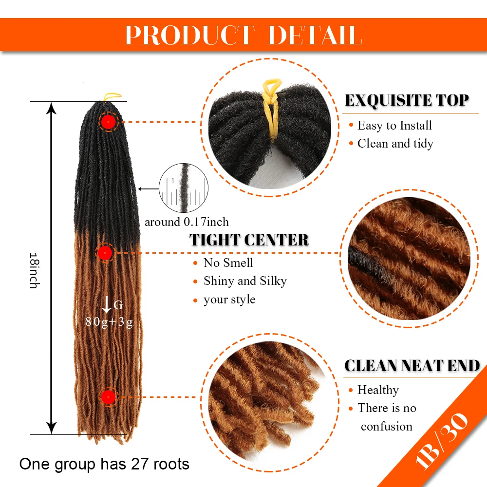 ความงาม Golden Synthetic Soft Dreadlock Crochet Braiding ผมต่ำเส้นใยสีน้ำตาล Bleach สีบลอนด์ยาว18นิ้ว