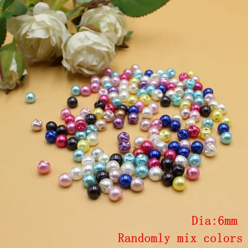 50pcs/lot 6/8/10/12mm 4 size multicolor pearls Buttons sdark hole plastic Decorative Buttons For Craf Sewing diy Accessories