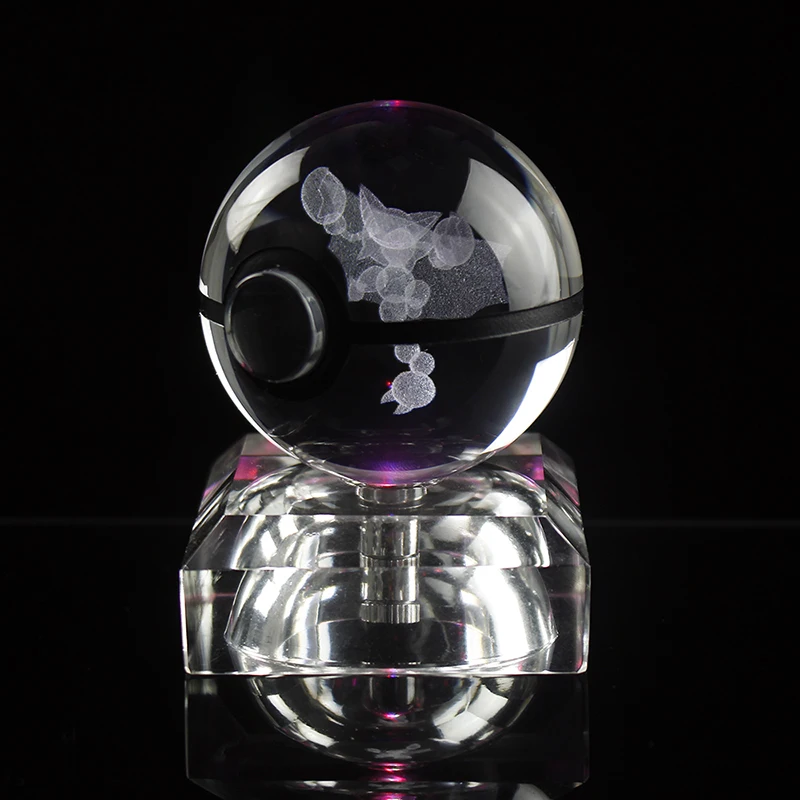 

Cool Game Pocket Ball Go Snap Cute 3D 2 Inch Crystal Glass Ball with LED Base Figiure Home Decoration Christmas Gift