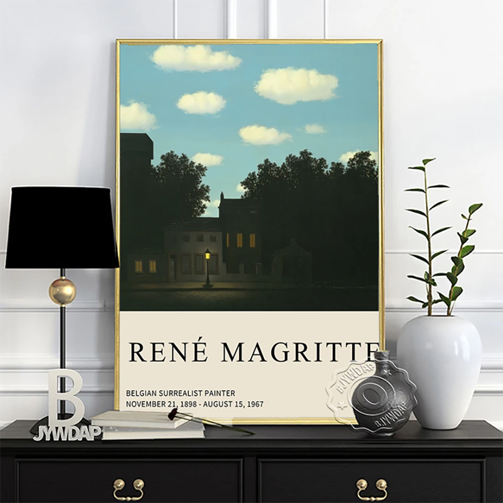 Rene Magritte Museum Exhibition Poster, The Palace Of Curtains, Iii Canvas Painting, Rene Vintage Magritte Prints Art, Idea Gift